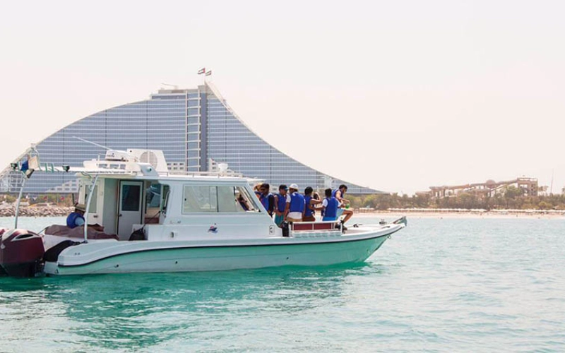 Open deck on 33 Feet Cruiser with sea views – Mala Yachts yacht rental in Dubai