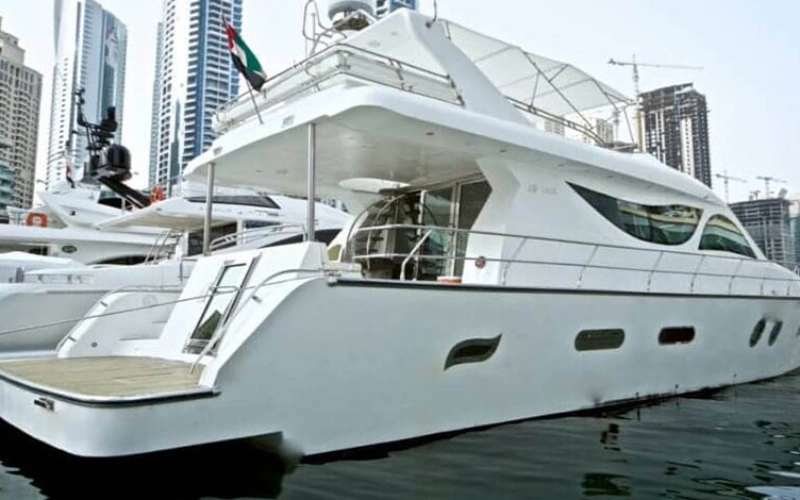 Sleek exterior view of Al Wasmi Yacht – yacht rental Dubai | Mala Yachts
