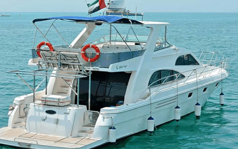 Upper deck with panoramic sea views – Mala Yachts yacht rental in Dubai