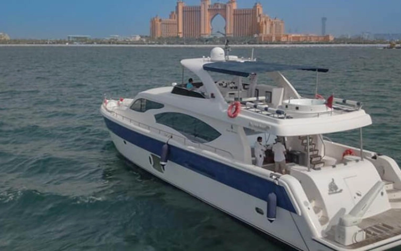 Upper deck with panoramic sea views – Mala Yachts yacht rental in Dubai
