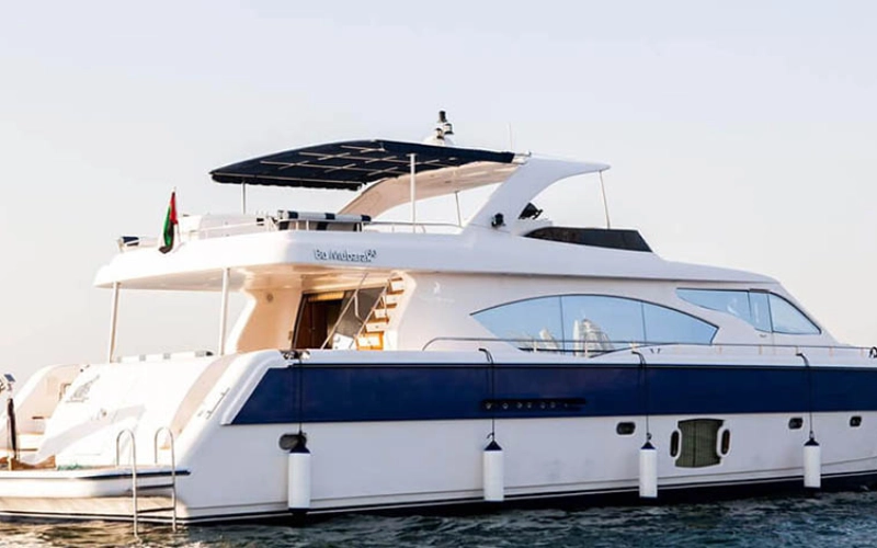 Sleek exterior of Vasco De Gama 82 Yacht – yacht rental Dubai | Mala Yachts