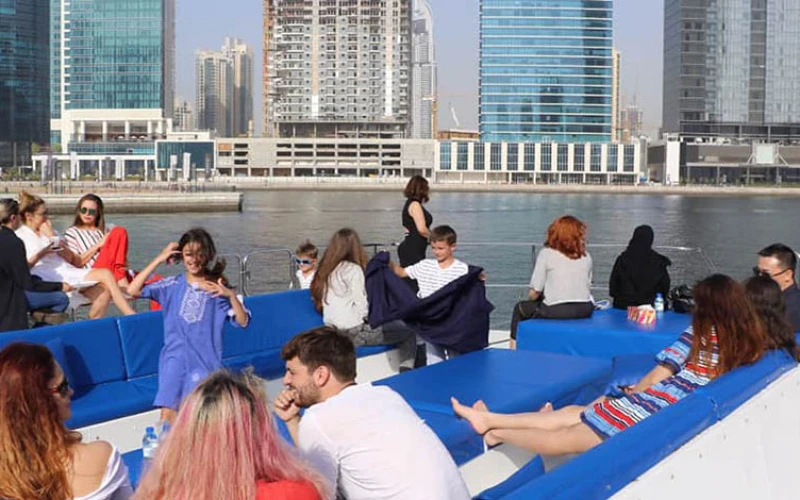 Spacious upper deck seating on El Mundo Yacht – yacht rental Dubai by Mala Yachts