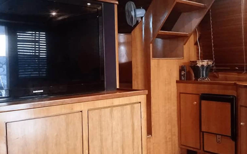 Stylish interior seating area – Mala Yachts yacht rental in Dubai