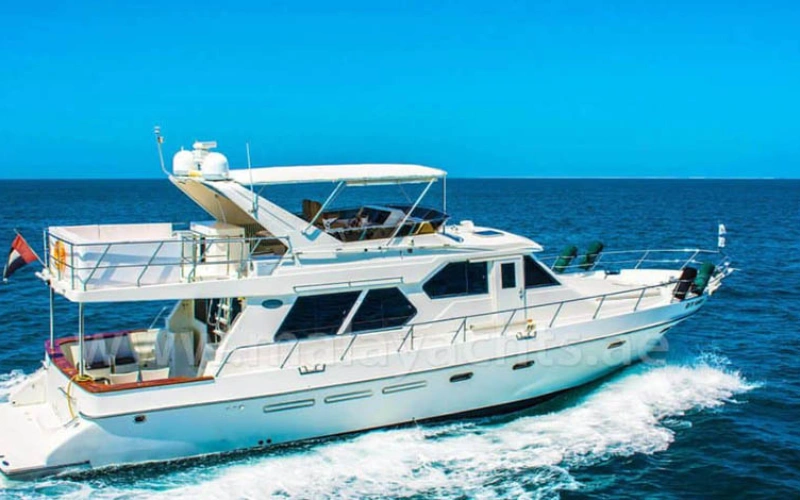 Sunset deck view from 62 Feet Yacht – Mala Yachts yacht rental in Dubai