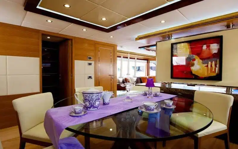Luxury seating area with plush sofas – Mala Yachts yacht rental in Dubai