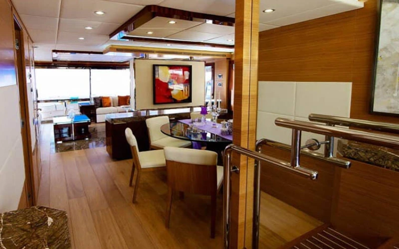 Luxury seating area with plush sofas – Mala Yachts yacht rental in Dubai