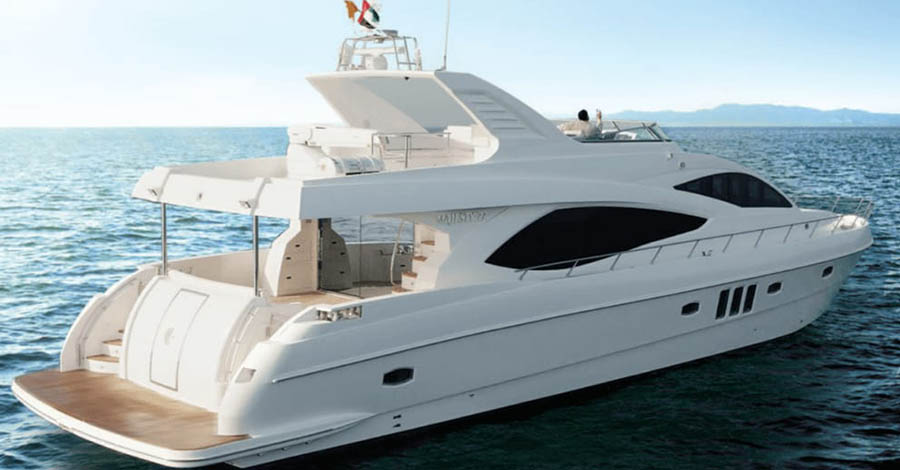 Sleek exterior view of 75ft yacht cruising – Mala Yachts yacht rental Dubai