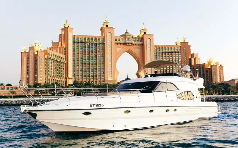 Sleek exterior of Al Khan Yacht – Mala Yachts yacht rental Dubai