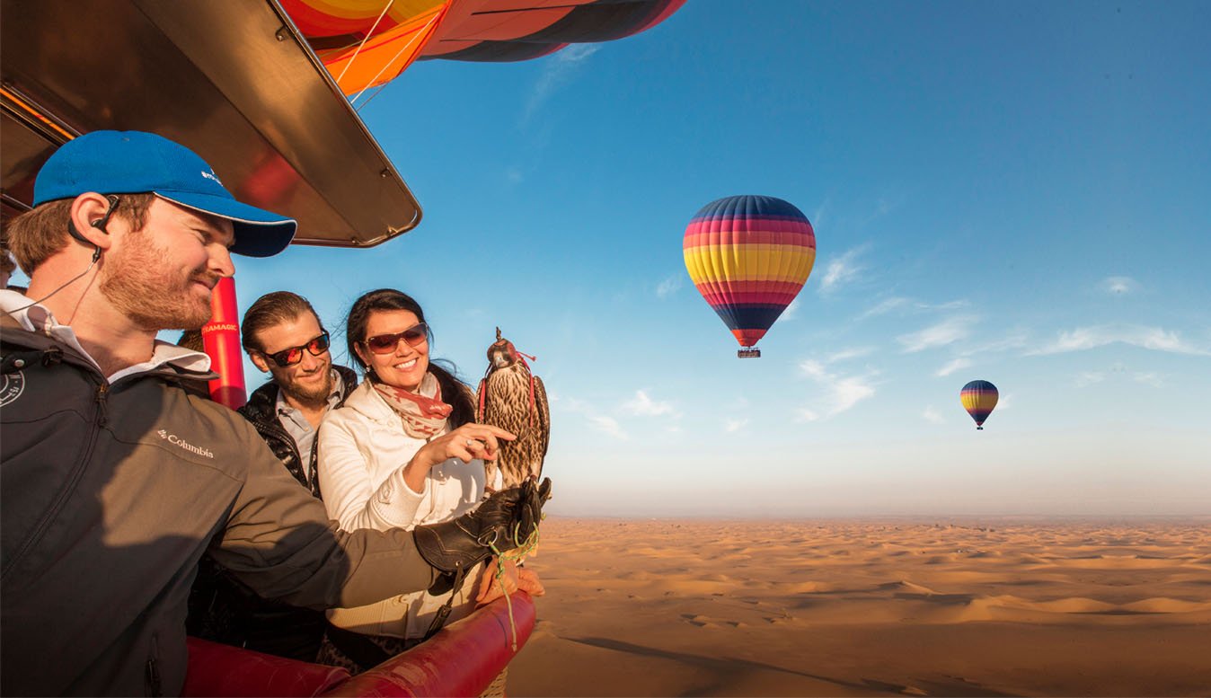 Romantic hot air balloon ride