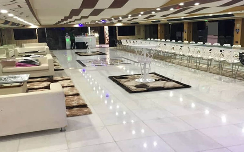 "Elegant lounge interior of Lotus Mega Yacht by Mala Yachts – ideal for yacht rental Dubai."