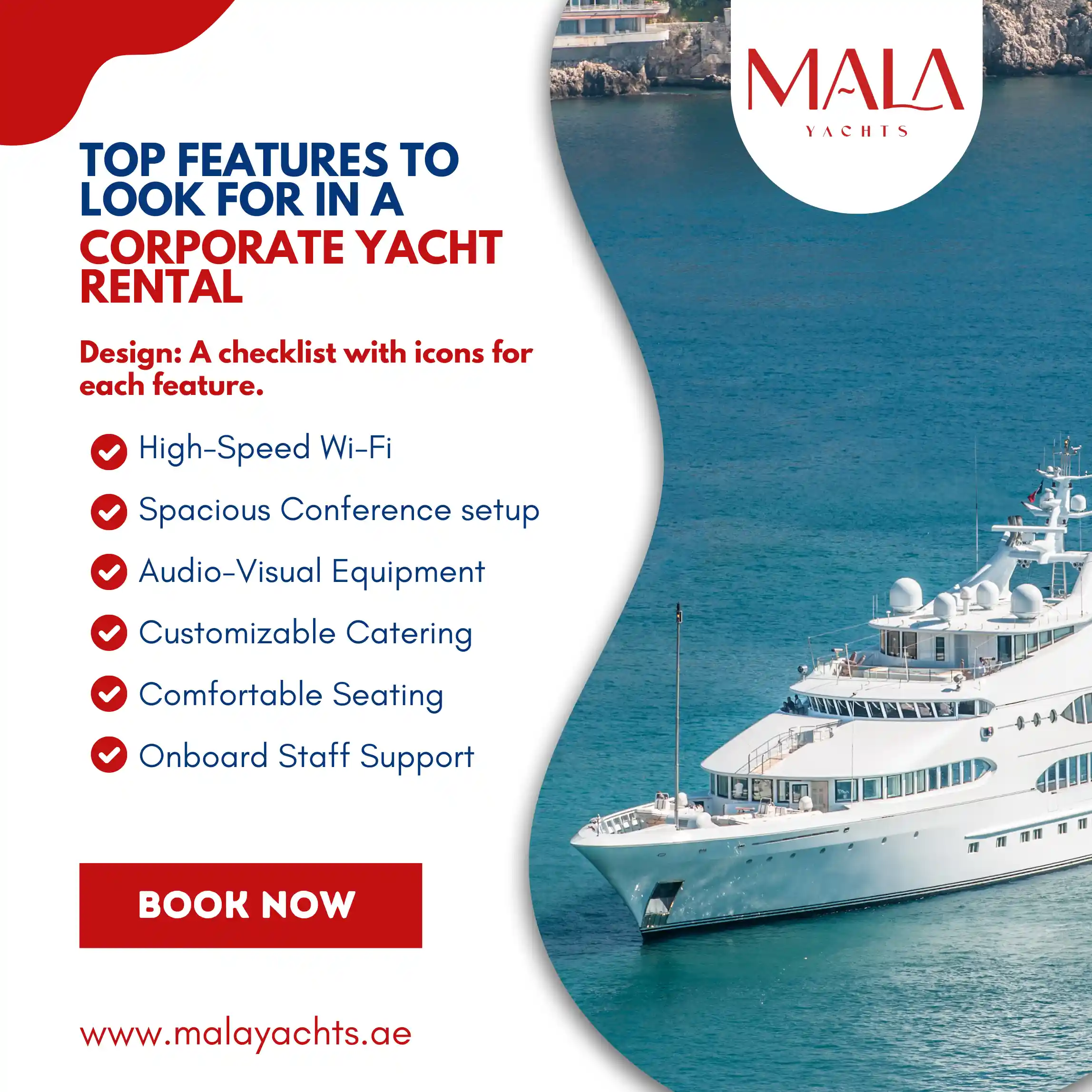 Features to look for a corporate yacht