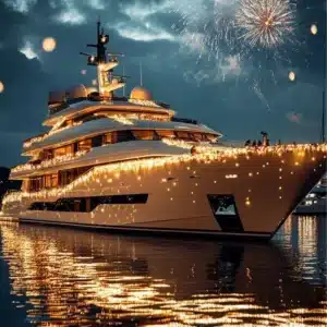 Outdoor Wedding Light Decoration That Enhances Yacht Photography