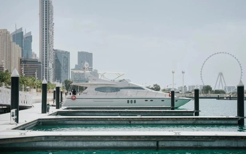 Front-facing view of Mayas Yacht cutting through calm blue waters