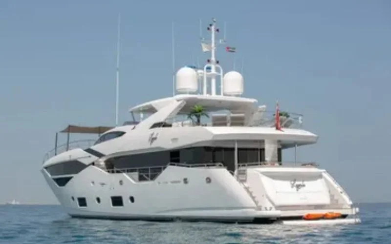 Expedition equipment and tenders secured on the deck of Legende Yacht