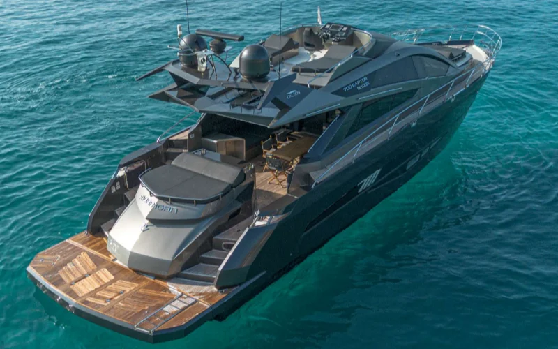 Morrigan Yacht’s swim platform with easy access to the sea