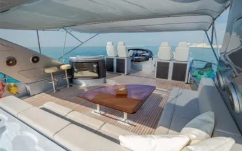 Well-equipped galley with sleek cabinetry inside Medusa Yacht