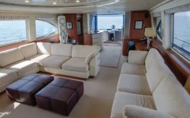 Contemporary dining area with high-end finishes on Medusa Yacht