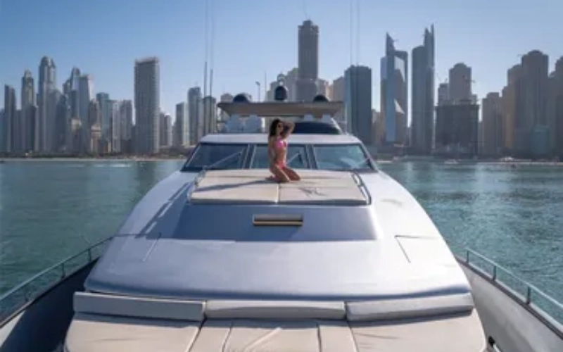 Bow area of Medusa Yacht with sunpads and wide-open ocean view