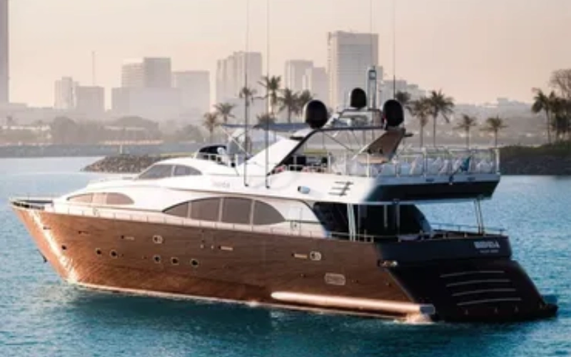 Rear view showing spacious aft deck of Medusa Yacht