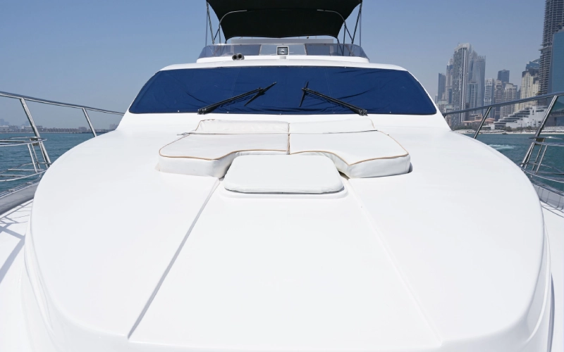 Spacious upper deck with sea views on Azimuth 58ft yacht – yacht rental Dubai by Mala Yachts