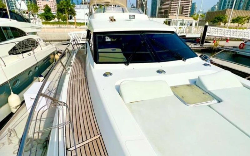 Front deck cruising shot of Riva 38ft – Mala Yachts yacht rental in Dubai