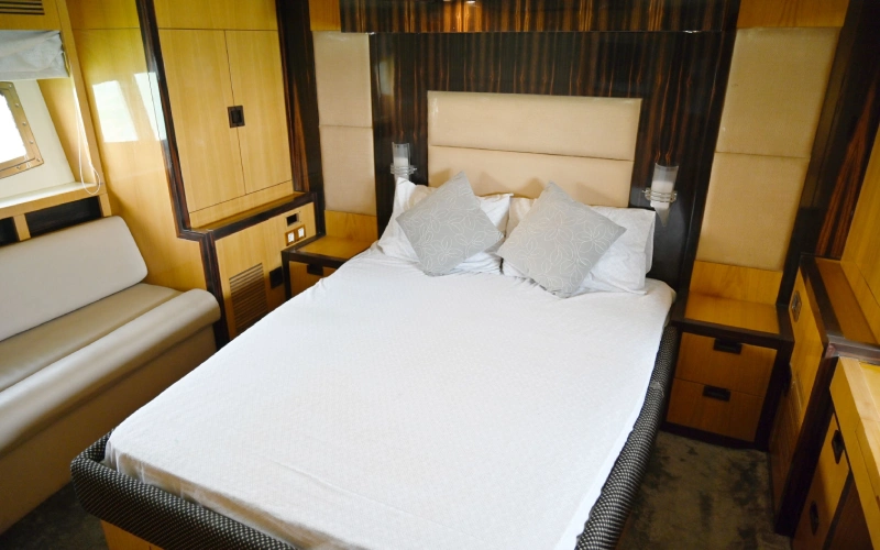 Private bedroom cabin on Azimuth yacht – Mala Yachts yacht rental in Dubai