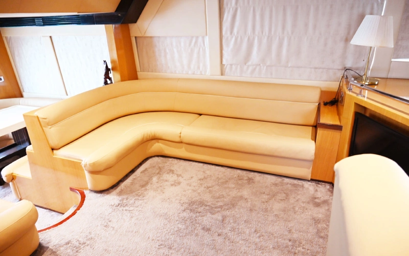 Luxurious interior lounge of Azimuth 58ft yacht – yacht rental Dubai by Mala Yachts