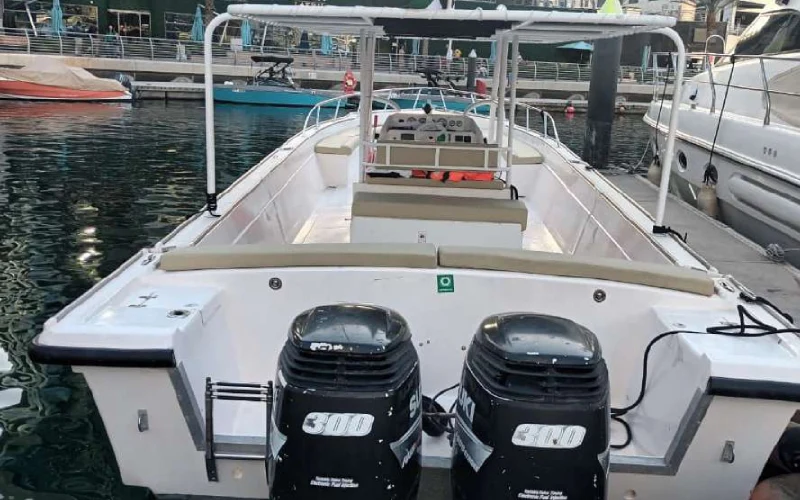 Dubai Marine 32 Feet Yacht with open deck and city views – Mala Yachts yacht rental in Dubai