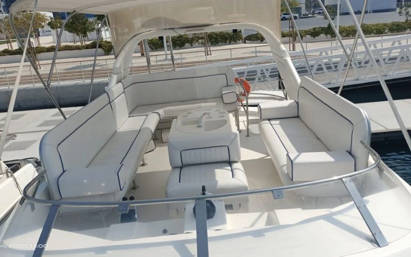 Cozy indoor seating with elegant finish – Mala Yachts yacht rental in Dubai