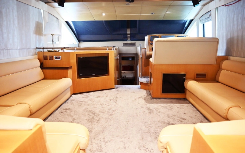 Comfortable seating area featuring plush sofa – yacht rental Dubai by Mala Yachts