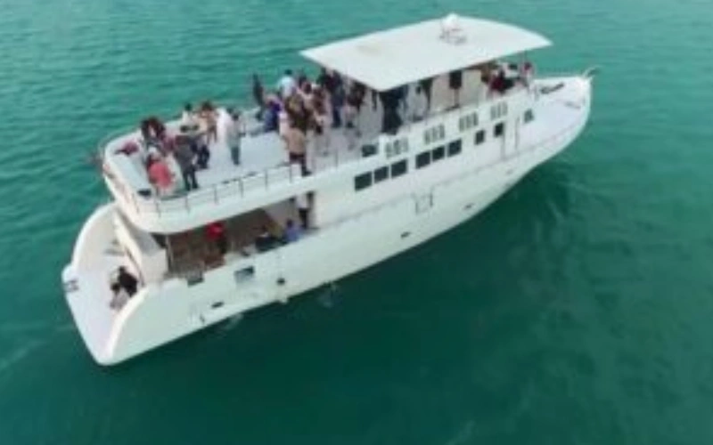 Comfortable seating on Open Boat cruising Dubai waters – Mala Yachts yacht rental in Dubai