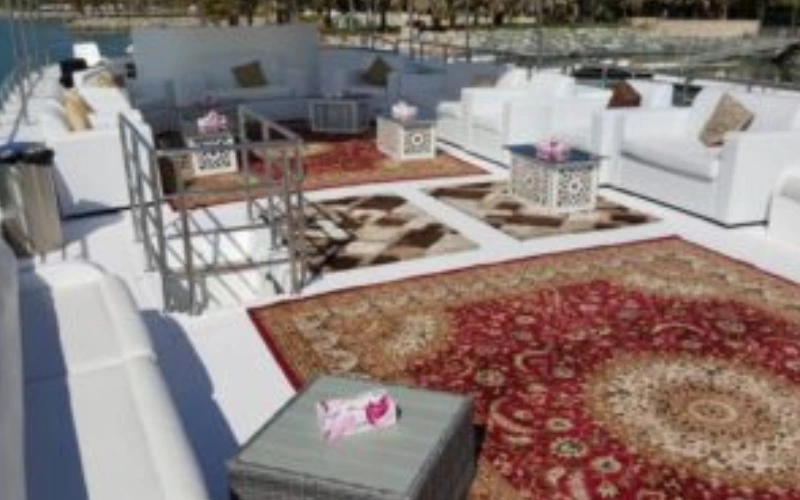 Open Boat Yacht anchored at Dubai Marina – yacht rental in Dubai | Mala Yachts