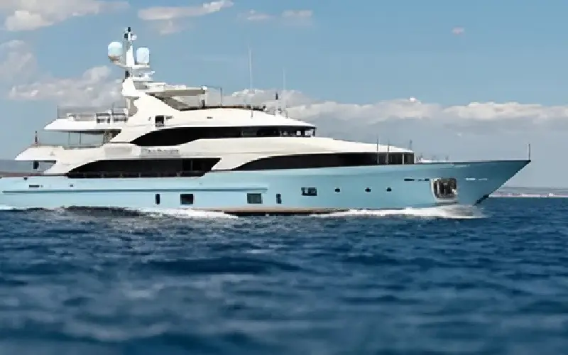 Sleek exterior view of ZAF yacht under clear skies – Mala Yachts yacht rental Dubai for luxury experiences