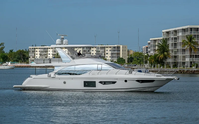 Azimut 66 yacht cruising near Dubai coastline – Mala Yachts offering premium yacht rental in Dubai