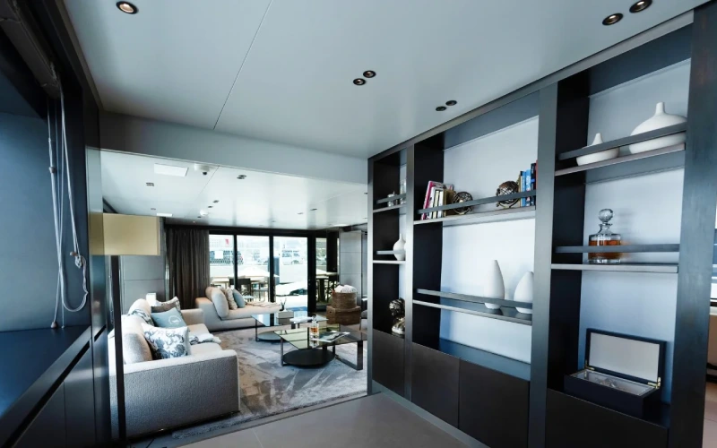 Fully equipped galley kitchen in Sanlorenzo 64ft yacht – Mala Yachts offering luxury yacht rental in Dubai