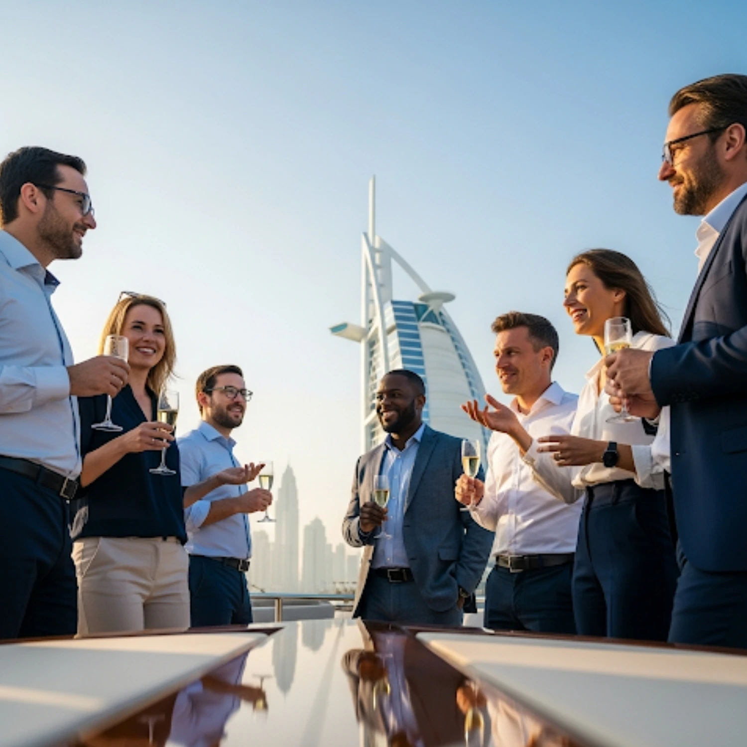 Celebrate success with MalaYachts’ luxury yacht rental Dubai – the ideal choice for corporate events, team parties, and client entertainment on the sea.
